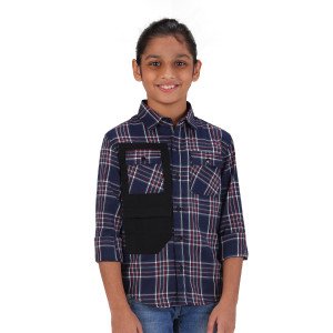 Pamkids Juniors/Kids Casual Check Shirt With Double Side Pocket